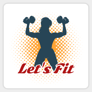 Fitness Club Emblem with Slogan Lets Fit Sticker